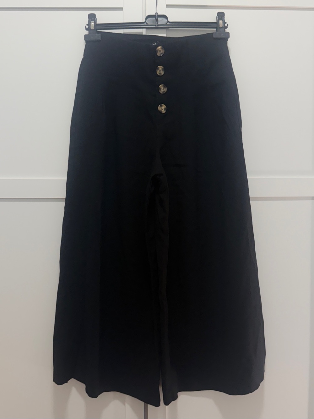 Zara TRF Black Cropped Wide Leg Pants Size M